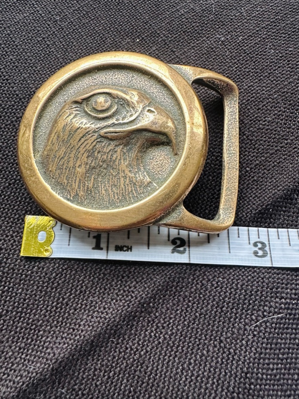 Vintage Solid Brass “Hawk” Round Belt Buckle by Tech-Ether Guild 1978 - Picture 4 of 6
